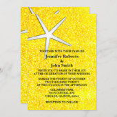 スターフィッシュ金ゴールドイエローグリッター王室のビーチ結婚ズ 招待状 (正面/裏面)