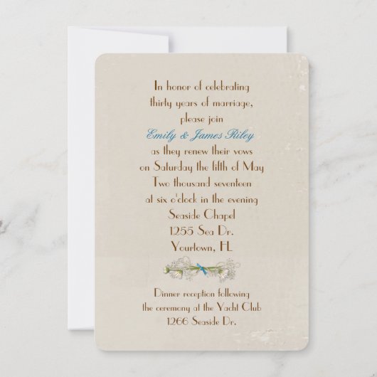 スターフィッシュ30周年記念の誓いの更新 招待状 (裏面)