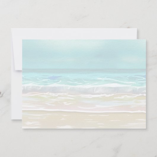 スターフィッシュ オーシャンビーチパーティー アクア＆ピンクの水彩画 招待状 (裏面)