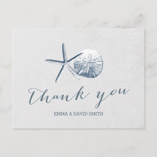 スターフィッシュ&サンドドルビーチ結婚式サンキュー ポストカード (正面)
