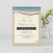 スターフィッシュ&シーシェルビーチテーマ誕生日招待状 招待状 (スタンド正面)