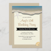 スターフィッシュ&シーシェルビーチテーマ誕生日招待状 招待状 (正面/裏面)