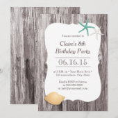 スターフィッシュ&シーシェルビーチドリフトウッドバースデーパーティー 招待状 (正面/裏面)