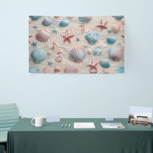 スターフィッシュ、シーシェル、シーホースパステルサンドパーティー 横断幕 (トレードショー)