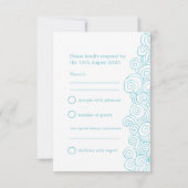 スターフィッシュ&スワール青&白アートウェディングRSVP 出欠カード (裏面)