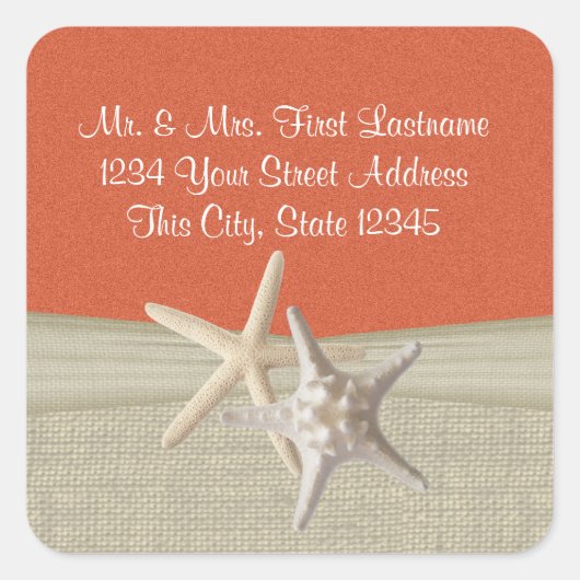 スターフィッシュ&バーラップコーラルビーチ スクエアシール (正面)
