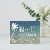 スターフィッシュ&パームツリービーチ結婚式日付を保存 案内ポストカード (スタンド正面)