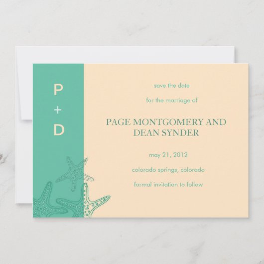 スターフィッシュ – 日付カードを保存 セーブザデート (正面)