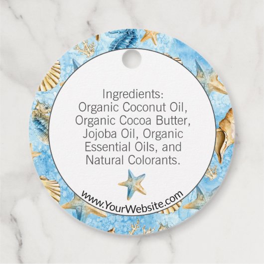 🌊 スターフィッシュ 水彩 ビーチをテーマにした石鹸用ハンギングタグ フェイバータグ (裏面)