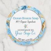 🌊 スターフィッシュ 水彩 ビーチをテーマにした石鹸用ハンギングタグ フェイバータグ (正面)