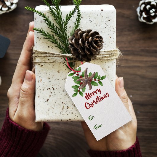 スターフィッシュnホリーメリークリスマスギフトラベル ギフトタグ