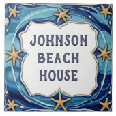 スターフィッパーソナライズされたクビーチハウスネームプレート標識 タイル (正面)