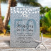 スターフィッモダングダスティブルーグリッター50誕生日 招待状