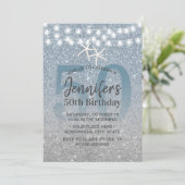 スターフィッモダングダスティブルーグリッター50誕生日 招待状 (スタンド正面)