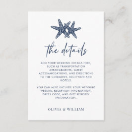 スターフィッモダングネイビーブルービーチ結婚式詳細 エンクロージャーカード