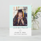 スターフィッモダンシュアクアティール（緑がかった色）ブルー卒業 案内状 (スタンド正面)