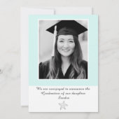 スターフィッモダンシュアクアティール（緑がかった色）ブルー卒業 案内状 (裏面)