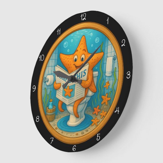 スターフィッユーモアのあるクのバスルーム時計 ラージ壁時計 (傾斜)