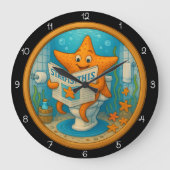スターフィッユーモアのあるクのバスルーム時計 ラージ壁時計 (正面)