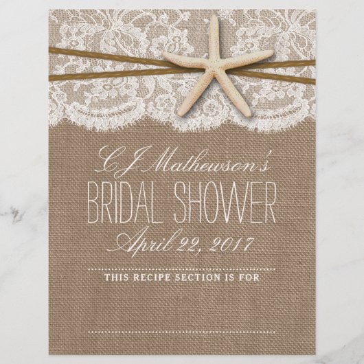 スターフィッ素朴クビーチブライダルシャワーレシピ分周器 (正面)