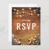 スターフィッ素朴クビーチライトトロピカルウェディングRSVP インビテーションポストカード (正面/裏面)