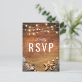 スターフィッ素朴クビーチライトトロピカルウェディングRSVP インビテーションポストカード (スタンド正面)