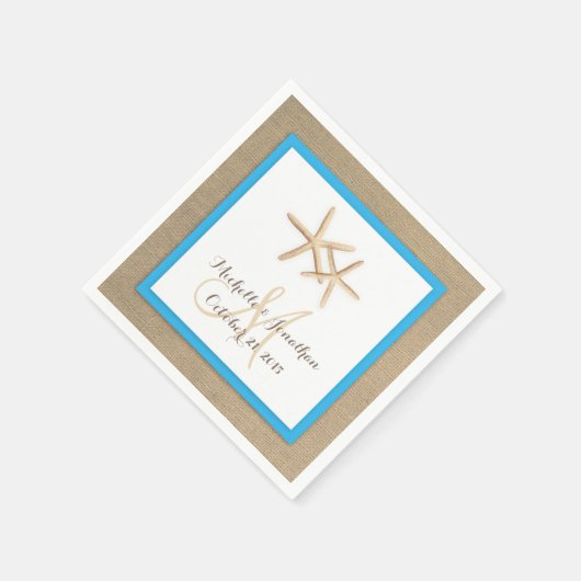 スターフィッ素朴グラップビーチ結婚式ナプキン スタンダードカクテルナプキン (角)