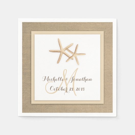スターフィッ素朴グラップビーチ結婚式ナプキン スタンダードカクテルナプキン (正面)
