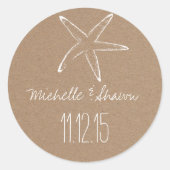 スターフィッ素朴シュクラフト紙結婚式の引き出物 ラウンドシール (正面)