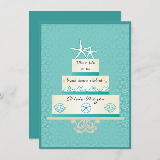 スターフィッ結婚クのケーキブライダルシャワー招待状 招待状 (正面/裏面)