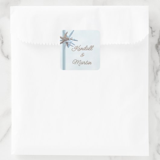 スターフィッ結婚シュのカップルビーチテーマシール スクエアシール (バッグ)