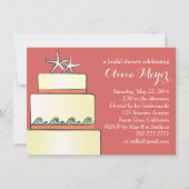 スターフィッ結婚トケーキブライダルシャワー招待状サンゴ 招待状 (正面)