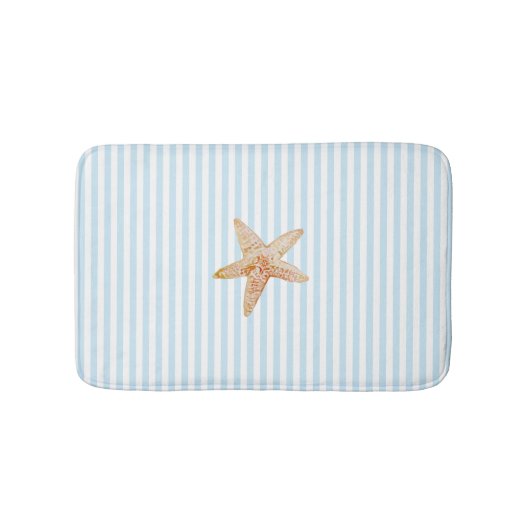 スターフィッ絵を描ズブルーストライプ海ビーチパーティー バスマット (正面)
