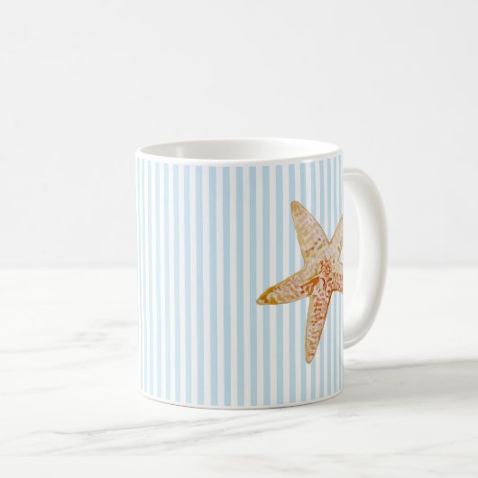 スターフィッ絵画ズブルーストライプアートマグ コーヒーマグカップ (正面右)