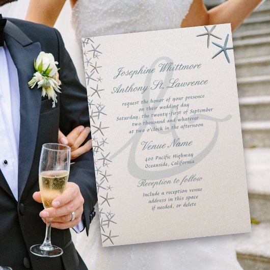 スターフィッ縁どクアンパサンドモダンシーサイド結婚ズ 招待状