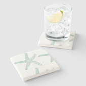 スターフィッ航海のクビーチティール(緑がかった色)シーフオムグリーンブルー ストーンコースター (横)