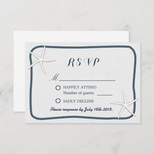 スターフィッ航海のク&ツインフレームウェディングRSVP 出欠カード (正面/裏面)