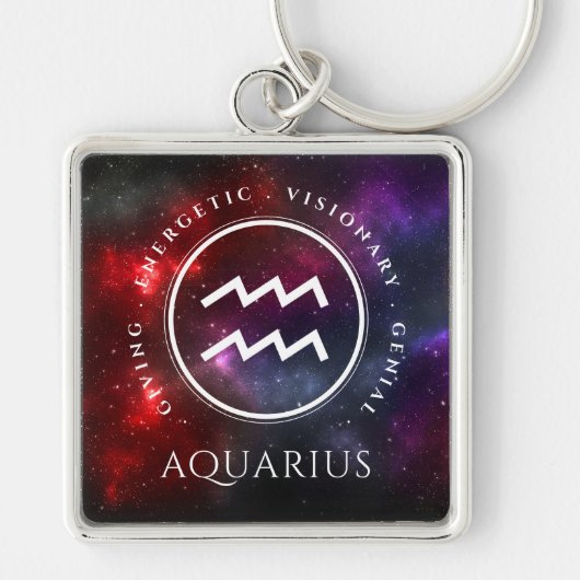 スターフィールドアクエリアスウォーターベアラウェスタン〔占星術の〕十二宮図 キーホルダー (正面)