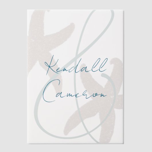 スターフィ結婚ッシュの新郎新婦の名前 ベラム紙招待状 (正面)