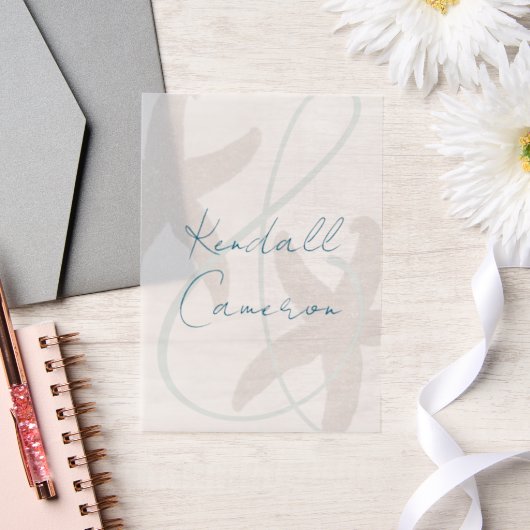 スターフィ結婚ッシュの新郎新婦の名前 ベラム紙招待状 (ウェディング)