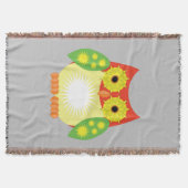 スターフクロウ – 赤黄グリーン スローブランケット (正面)