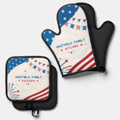 スターフラッグ7月4日ファミリークックアウトカスタム 鍋つかみ&鍋敷きセット (正面/裏面)