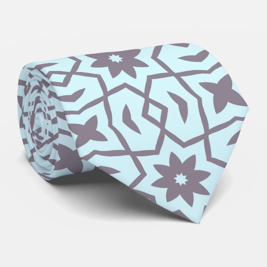 スターフラワーイングレー淡い色のオン青 ネクタイ (ロール)