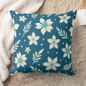 スターフラワー離れとティール（緑がかった色） クッション (ブランケット)