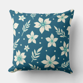 スターフラワー離れとティール(緑がかった色) クッション
