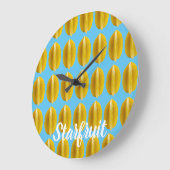 スターフルーツカラムボラパターンフルーツビーガン ラージ壁時計 (傾斜)