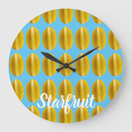 スターフルーツカラムボラパターンフルーツビーガン ラージ壁時計