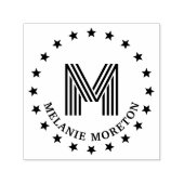 スターフレームとストライプイニシャル名モノグラム セルフインキングスタンプ (デザイン)