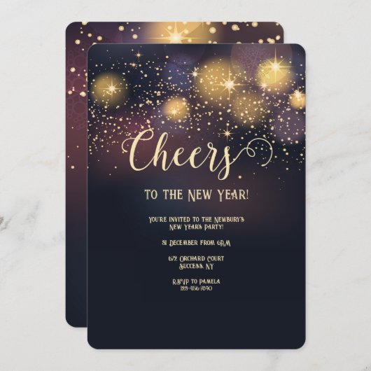 スターブライトニューイヤーパーティの招待状 招待状 (正面/裏面)