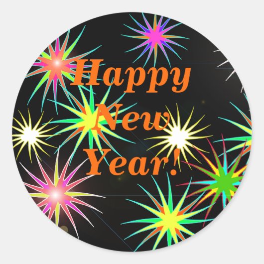 スターブラスト新年ブラック ラウンドシール (正面)